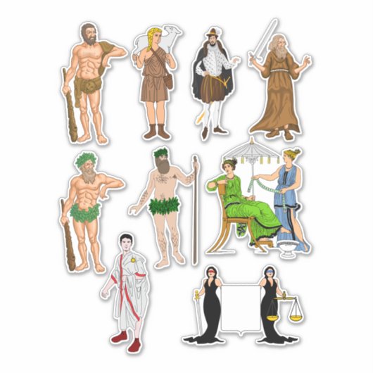 神々女神ファンタジーおとぎ話し人漫画アート シール (正面)