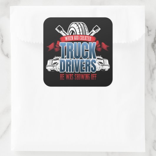 神おもしろいがトラックの運転手を作った スクエアシール (バッグ)