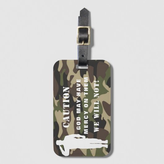 神おもしろいは慈悲の迷彩柄を受ける ラゲッジタグ (正面縦)