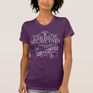 神およびコーヒーによって動力を与えられる教会秘書 Tシャツ