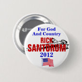 神および国2012年のためのリックSANTORUM 缶バッジ (正面&裏面)