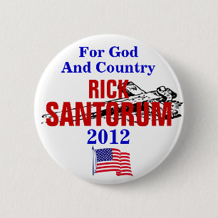 神および国2012年のためのリックSANTORUM 缶バッジ