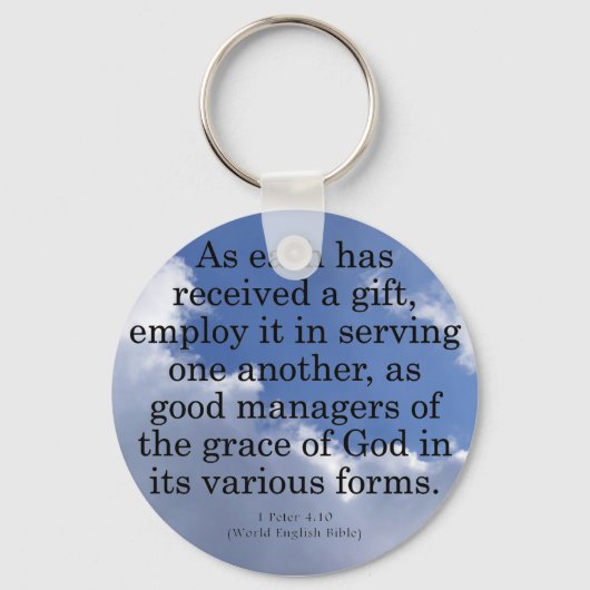 神からの贈り物を使う1ペテロ4:10 キーホルダー (正面)