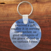 神からの贈り物を使う1ペテロ4:10 キーホルダー (正面)