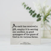 神からの贈り物を使う1ペテロ4:10 ポストカード (スタンド正面)