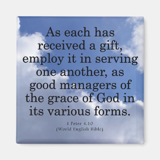神からの贈り物を使う1ペテロ4:10 マグネット (正面)
