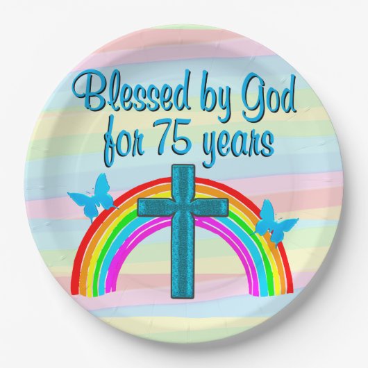 神かわいらし賛美75TH誕生日紙プレート ペーパープレート (正面)