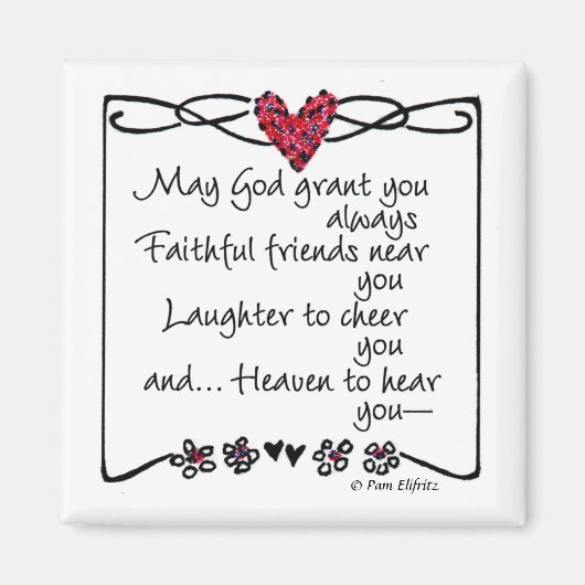 「神があなたに与えてくださるなら…ことわざスケッチ赤いハート マグネット (正面)