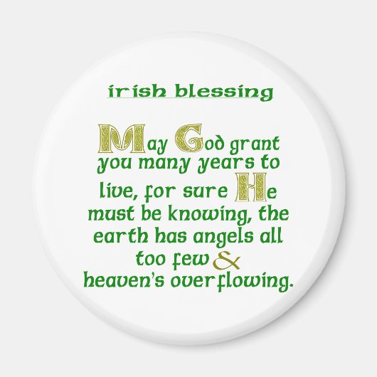 神があなたに多くの年を授けられますように アイルランドの祝福 マグネット (正面)