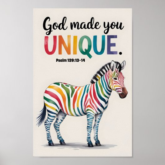 神があなたをユニークに創造した キリスト教の幼児用壁アート ポスター (正面)