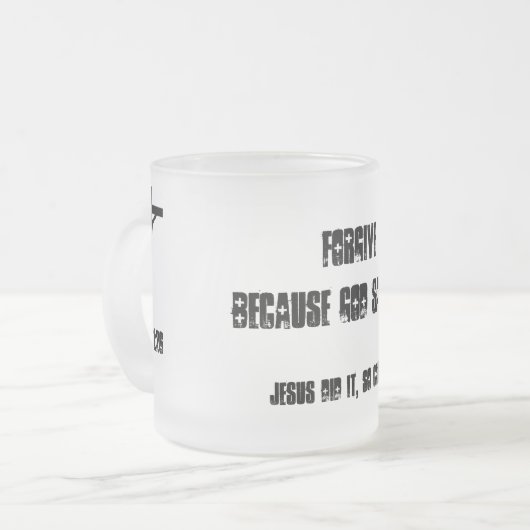 神がそう言ったから許カスタマイズせよ フロストグラスマグカップ (正面左)