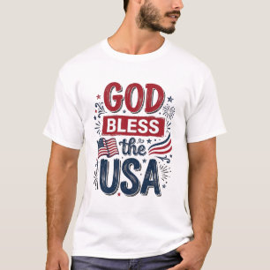 神がアメリカを祝福 Vintage 愛国心 ファッションTシャツ デ Tシャツ