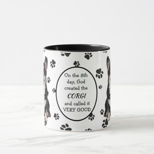神がカーディガンウェルシュコーギーを創造 マグカップ (中央)
