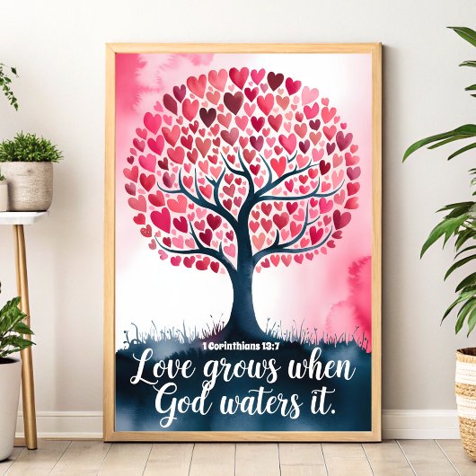 神がクリスチャンの壁画に水を注ぐと愛が育つ ポスター
