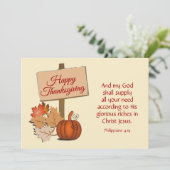 神がクリスチャンを与えてくださる幸せな感謝祭 シーズンカード (スタンド正面)