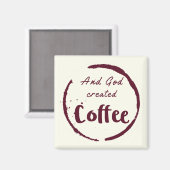 神がコーヒーかわいいヴィンテージおもしろい宗教 マグネット (正面/裏面)