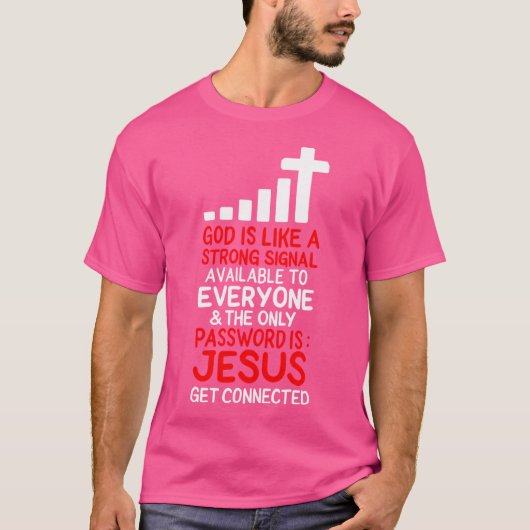 神がパスワードを結ぶイエスおもしろい Tシャツ (正面)
