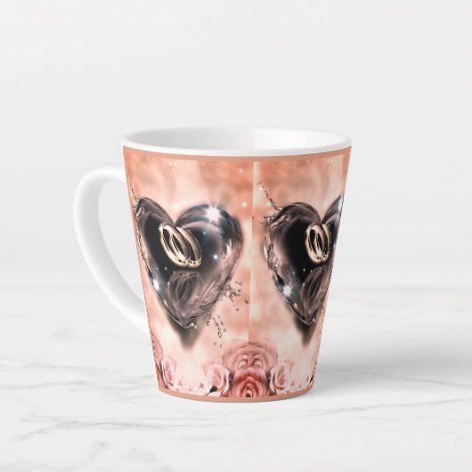 神が一緒に置いたこと(ピンクのバラ) カフェラテマグ (左アングル)