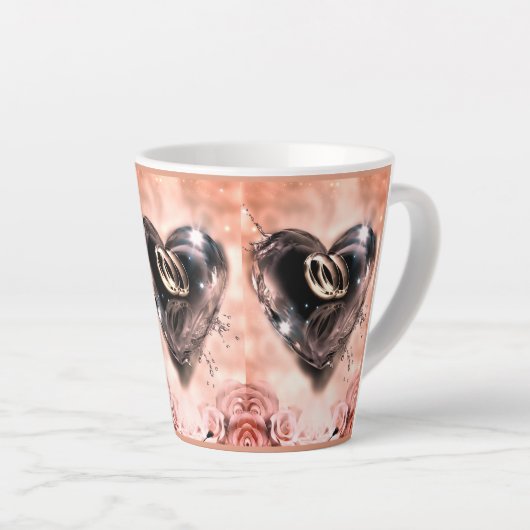 神が一緒に置いたこと（ピンクのバラ） カフェラテマグ (右アングル)