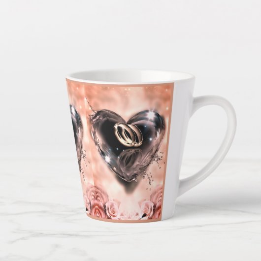 神が一緒に置いたこと(ピンクのバラ) カフェラテマグ (右)