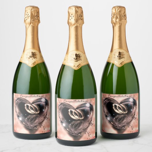 神が一緒に置いた結婚もの(ピンク) スパークリングワインラベル (ボトル)