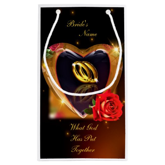 神が一緒に置いた結婚もの(金ゴールドと黒) スモールペーパーバッグ (裏面)