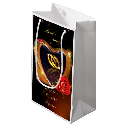 神が一緒に置いた結婚もの(金ゴールドと黒) スモールペーパーバッグ (正面アングル)