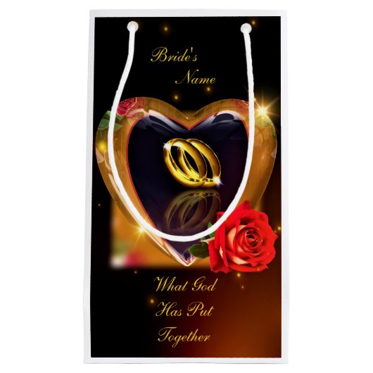 神が一緒に置いた結婚もの(金ゴールドと黒) スモールペーパーバッグ (正面)