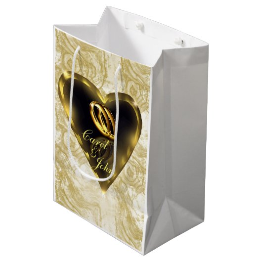 神が一緒に置結婚いたこと(金ゴールド) ミディアムペーパーバッグ (正面アングル)