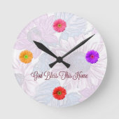 "神が付いている円形の花の時計はこの家の"文字を賛美します ラウンド壁時計 (正面)