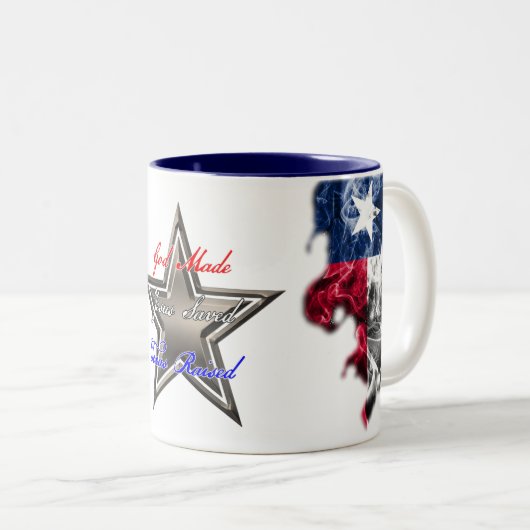 神が作ったイエス救-テキサス州育てのコーヒーマグ ツートーンマグカップ (正面右)