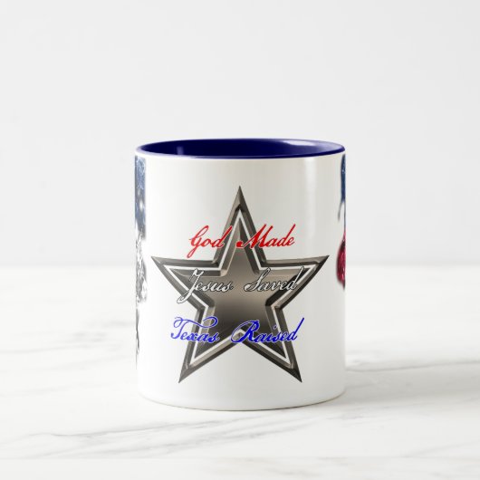 神が作ったイエス救-テキサス州育てのコーヒーマグ ツートーンマグカップ (中央)