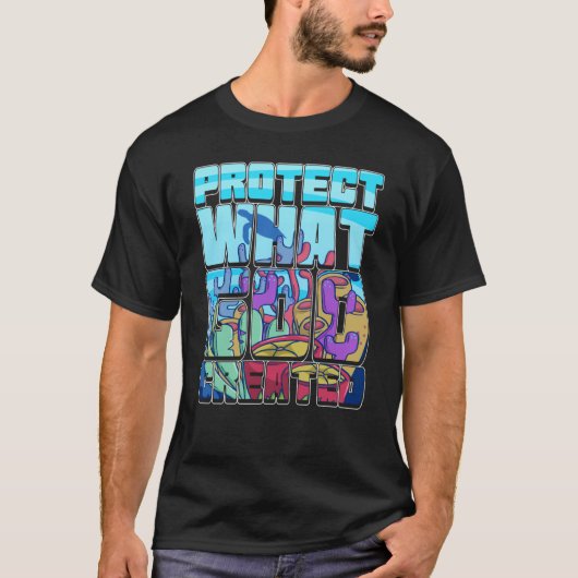 神が保護信仰を生み出した事はサンゴが海に浮かぶ Tシャツ (正面)