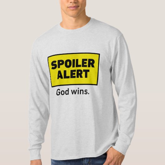 神が勝つ – 灰色 Tシャツ (正面)