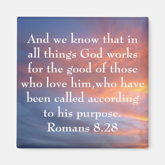 神が善い聖書の聖句のために働くすべてのもの マグネット (正面)