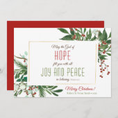 神が喜びと平和のコットンの緑であなたを満たすこと シーズンカード (正面/裏面)