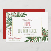 神が喜びと平和のコットンの緑であなたを満たすこと シーズンカード (正面/裏面)