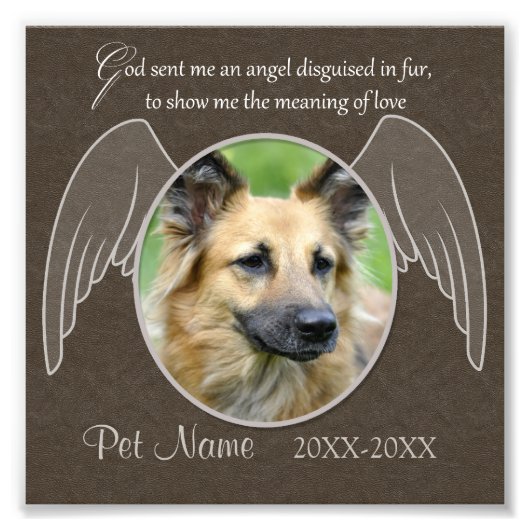 神が天使ペットを送った悔やみや弔慰カスタム フォトプリント (正面)