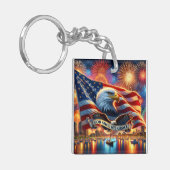 神が彼の恵みを流すキーチェーン – 忠実なアメリカプライド キーホルダー (正面左)