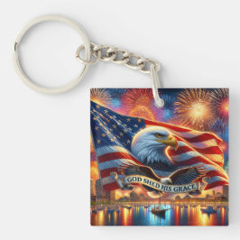 神が彼の恵みを流すキーチェーン – 忠実なアメリカプライド キーホルダー