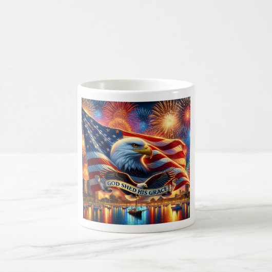 神が彼の恵みを流すキーリング – 忠実なアメリカ合衆国， 11oz コーヒーマグカップ (中央)