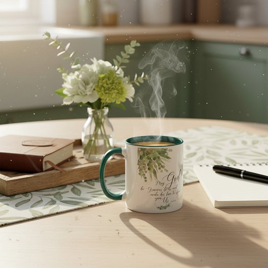 神が恵み深く、緑と金ゴールドを受け取れ葉ば マグカップ
