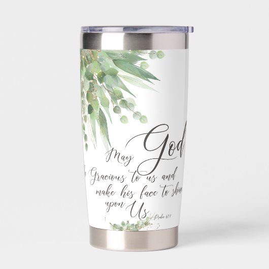 神が恵み深く、緑と金ゴールドを受け取れ葉ば 保温保冷タンブラー (左面)