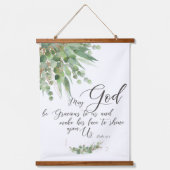 神が恵み深く、緑と金ゴールドを受け取れ葉ば 吊り下げ型タペストリー (正面)