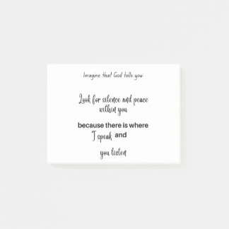 神が想像言う事は：沈黙と平和を探しなさい ポストイット