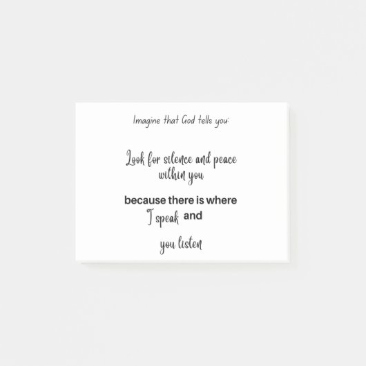 神が想像言う事は:沈黙と平和を探しなさい ポストイット (正面)