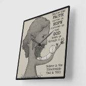 神が我々を支配する スクエア壁時計 (傾斜)