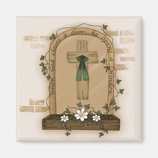 神が扉を閉じると、神は窓を開ける マグネット (正面)