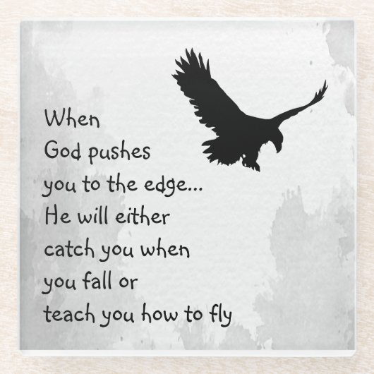 神が捕らえたり飛んだりするために教え端に押し込まれる ガラスコースター (正面)