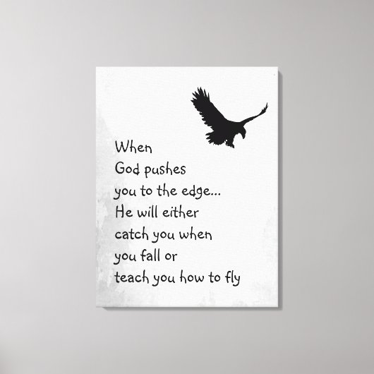 神が捕らえたり飛んだりするために教え端に押し込まれる キャンバスプリント (正面)